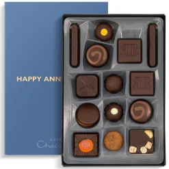 Vegetarian Chocolates|Letterbox Gifts<Hotel Chocolat Serious Dark Fix H-Box with Happy Anniversary Sleeve