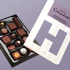 Vegetarian Chocolates|Letterbox Gifts<Hotel Chocolat Serious Dark Fix H-Box with Happy Anniversary Sleeve
