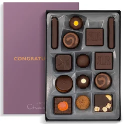 Vegetarian Chocolates|Letterbox Gifts<Hotel Chocolat Serious Dark Fix H-Box with Congratulations Sleeve